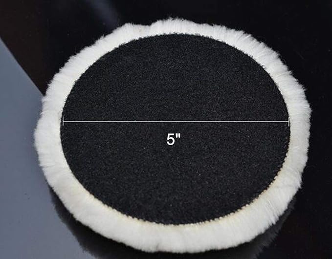 Wool Polishing Pad 5 Inches Soft Sheepskin Buffing Pads with Hook and Loop Back Wool Cutting Pad for Car, Furniture, Glass and So On (Pack of 2)