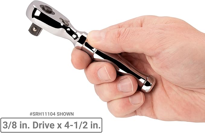TEKTON 1/4, 3/8 Inch Drive Quick-Release Stubby Ratchet Set, 2-Piece (3, 4-1/2 in.) | SRH91105