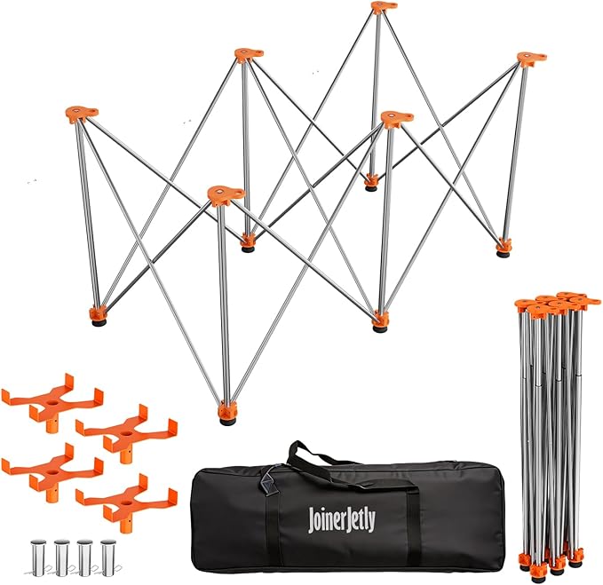 2'x4' Heavy Duty Portable Folding Workstand - 2,500 lbs Capacity Collapsible Workbench with Thickened Legs, Round Steel X-Braces & 4" Adjustable Leveling Feet - Instant Setup for Jobsite & Garage