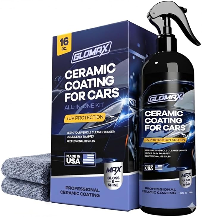 Premium Ceramic Coating for Cars with UV Protection (16 oz) – Extremely Hydrophobic & Slick Car Wax Spray, Long-Lasting, Quick & Easy Application, Maximum Gloss & Shine.