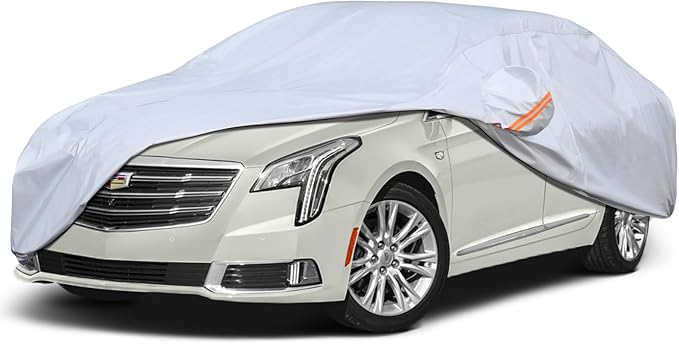 Car Cover Custom Fit for Cadillac XTS, DTS, CT6, 6 Layer Heavy Duty Waterproof All Weather Car Tarp Outdoor Protection with Cotton Lining