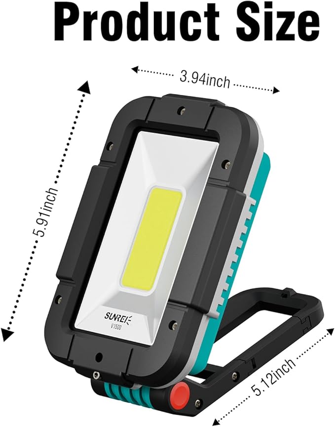 SUNREI LED Rechargeable Magnetic Work Lights COB Mechanic Lights,1500 Lumens, Magnetic Base & Hanging, 7Mode, 10400mAh Magnetic Flashlight Job Site & Security for Car Repair, Emergency, Gift for Men