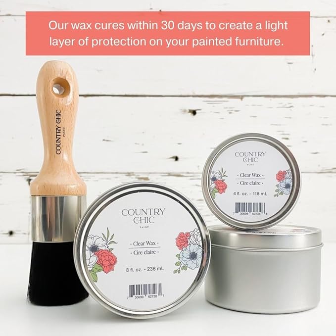 Furniture Wax - 100% Natural Sealant for Chalk Furniture Paint or Raw Wood, Light Protection, Easy To Apply, No Odor, Eco-Friendly - 7 Color Choices - Clear (8 oz)