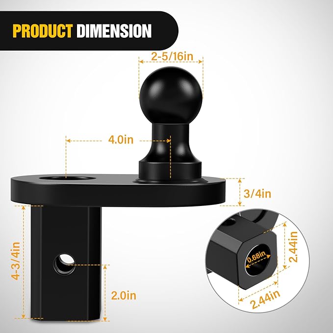 Nilight Gooseneck Ball Extender - GNXA4085, 4" Offset Ball Compatible with B&W Trailer Hitches Turnoverball Heavy Duty 2-5/16 Inch Ball 20000 lbs GTW 5000 lbs VTW