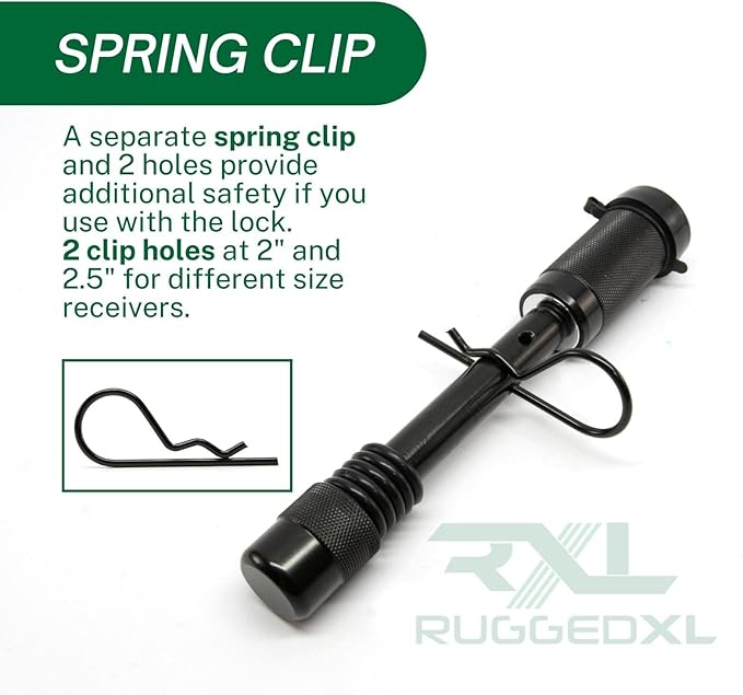 Tiger Lock 5/8" Black Trailer Hitch Locking Pin - Anti-Rattle Tow Hitch Receiver Lock with 2.5" Silencer Pad