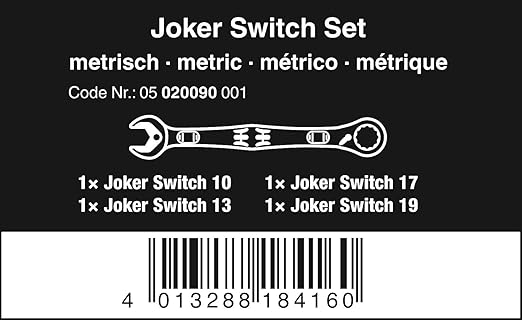 WERA 05020090001 6001 Joker Switch 4 Set 1 Set of ratcheting Combination Wrenches, 4 Pieces