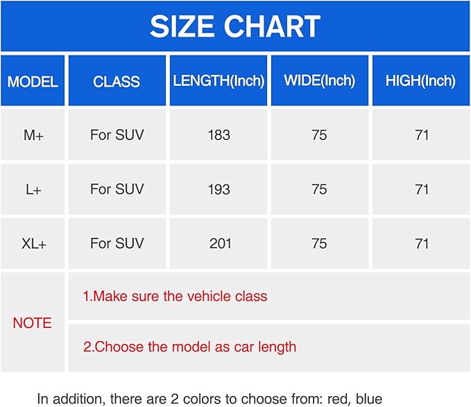 Car Cover Waterproof All Weather for Automobiles, 6 Layers Outdoor Full Exterior Cover Rain Sun UV Snowproof Protection with Zipper Cotton, Mirror Pocket for SUV (173-183 inch)
