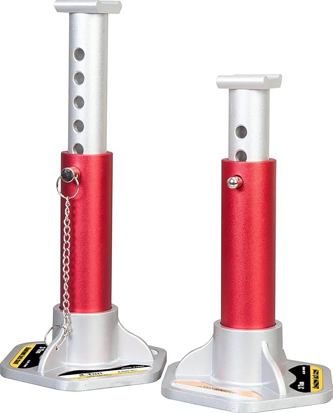 Big RED T43004-1 Torin Aluminum Jack Stands with Locking Support Pins: 3 Ton (6,000 lb.) Capacity, Red/Silver, 1 Pair
