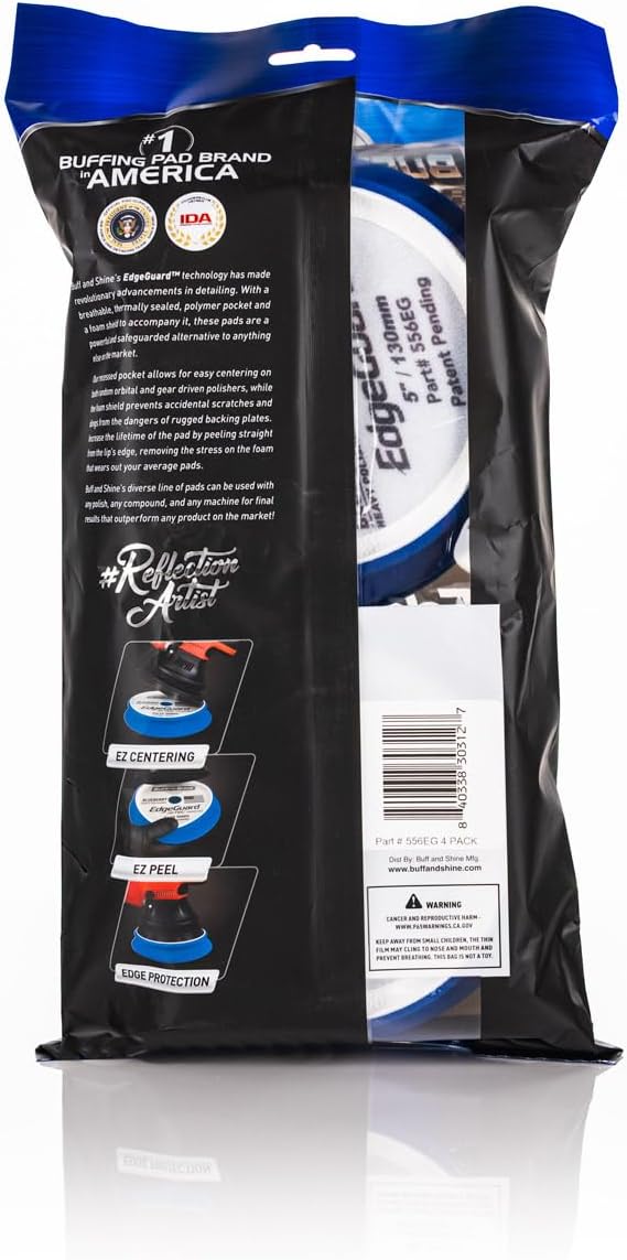 Buff and Shine - EdgeGuard Foam Buffing Pads - Blueberry - 5" Heavy Polishing Pad - Pack of 4