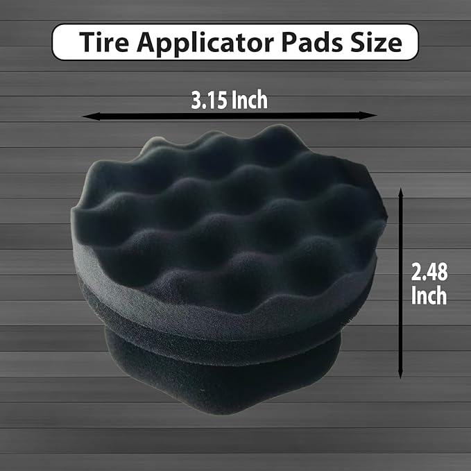 Tire Shine Applicator Pads, 2 Pcs Tire Dressing Applicator, Reusable Tire Shine Sponge Wave Contoured for Car Detailing, 3.15inch