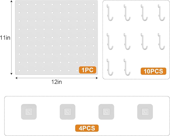Pegboard Combination Kit - Pegboards and Accessories Modular Hanging for Wall Organizer, Crafts Organization, Ornaments Display, Nursery Storage, Peg Board