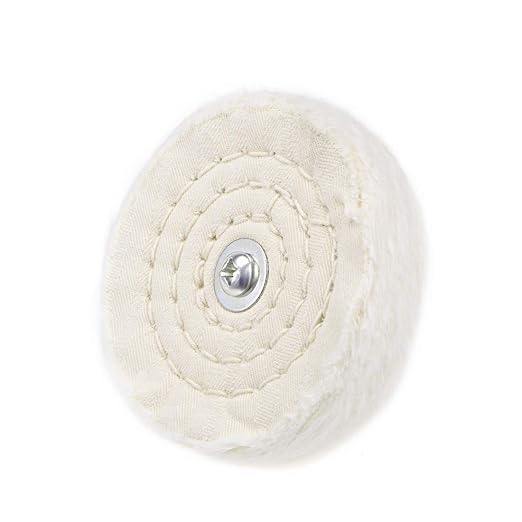 uxcell 3-Inch Buffing Polishing Pad Wheel Cotton with 1/4-inch Handle for Manifold Aluminum Stainless Steel Chrome 4 Pcs