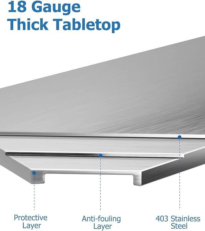 DEXSO Stainless Steel Table[36" X 24"][NSF Certified] with Undershelf[Caster Wheels] Heavy Duty Metal Commercial Kitchen Table for Home, Restaurant, Hotel