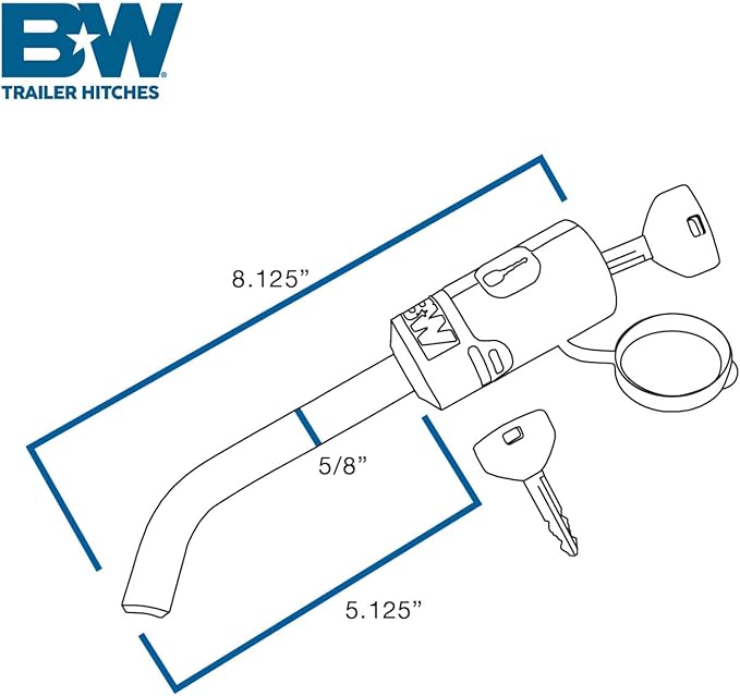 B&W Trailer Hitches Receiver Hitch Lock - Fits 2", 2.5" & 3" Receivers - TS51230
