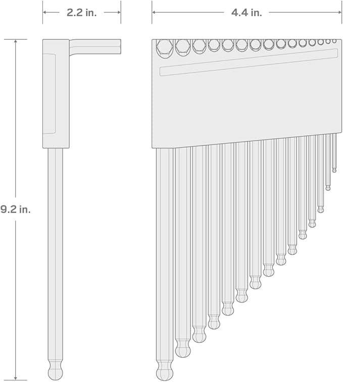 TEKTON Ball End Hex Key Set with Holder, 15-Piece (1.3-10 mm) - Chrome Finish | KLX91201