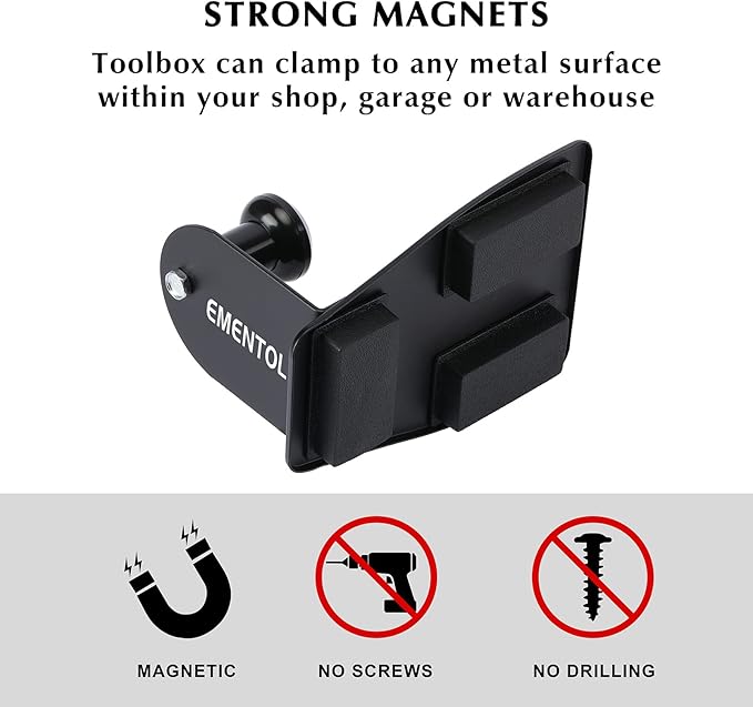 EMENTOL 4PCS Magnetic Tool Shelf Set, Tray, Paper Towel Holder, for Tool Organizer, Magnets Any Metal Surface, Black