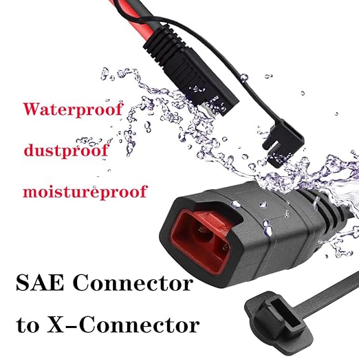 SAE Connector Compatible with NOCO Genius Smart Battery Charger GC004 X-Connect 12inch-14AWG,SAE Extension Cord Cable, 3 * 20A Fused Waterproof Plugs