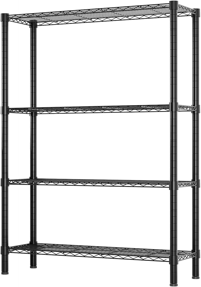 Standing Shelving Units, 36" W x 14" D x 59" H Metal Storage Shelves, Adjustable Carbon Steel Wire Shelving Rack Display Shelf for Garage Bathroom Kitchen Home Office (4-Tiers, Black)