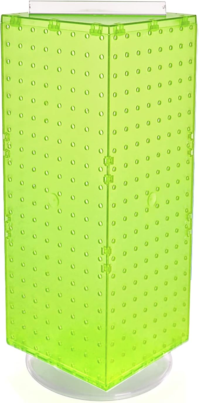 Azar Displays 703385-GRE Four-Sided Revolving 8”W X 20”H Pegboard Counter Display, Green