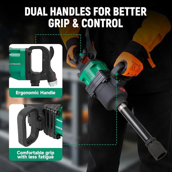 Hoteche 1-Inch Air Impact Wrench Kit, 2211 ft-lbs Heavy Duty Pneumatic Impact Gun, Twin Hammer Mechanism, Truck Tire Tool with Sockets for Semi-Truck, RV, and Industrial Use
