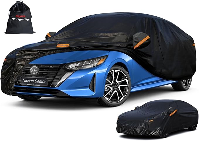 Kayme 7 Layers Car Cover Custom Fit for Nissan Sentra (2000-2025) Waterproof All Weather for Automobiles, Outdoor Full Cover Rain Sun UV Protection.