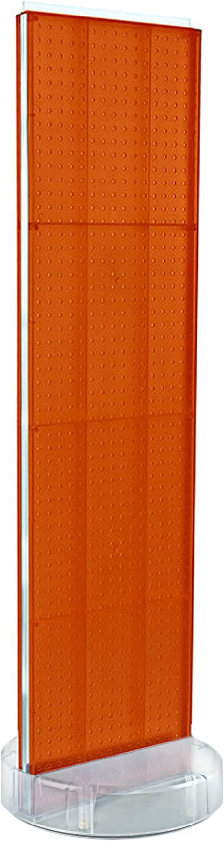 Azar Displays 700780-ORG, TWO-SIDED PEGBOARD FLOOR DISPLAY W/C-CHANNEL SIDES ON REVOLVING ROUND STUDIO BASE. PANEL SIZE: 16"W X 60"H, Orange