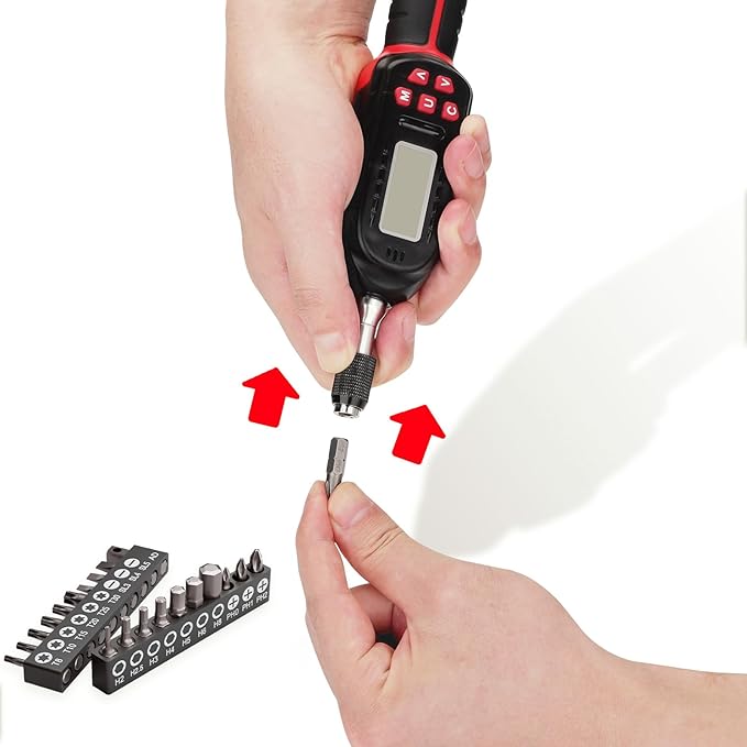 VANPO Torque Screwdriver Digital 2.66-53.1 in-lbs/0.3-6 Nm, Adjustable Screwdriver Torque Wrench Set with Buzzer/LED Indicator Notification for Bike Repairing, Tools, Maintenance and Mounting