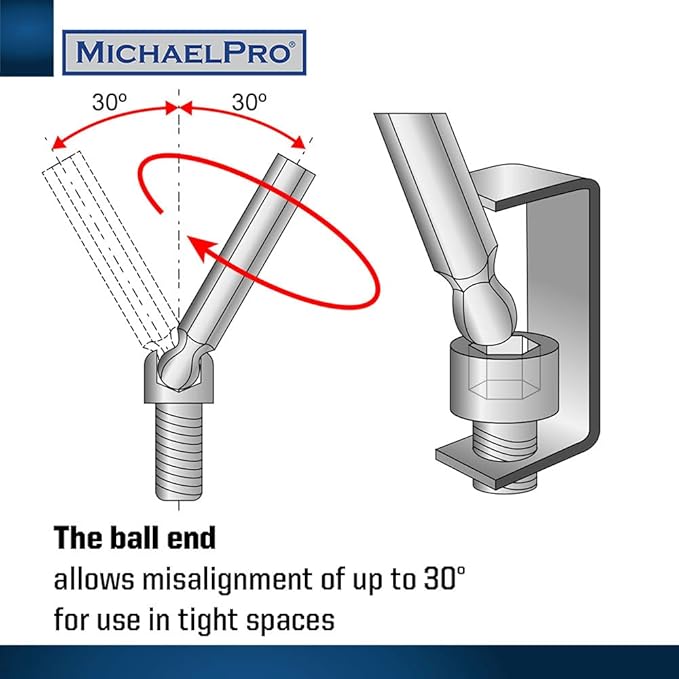 MichaelPro 8-Piece T-Handle Ball End Allen Wrench Set, Hex Keys Set with Convenient Storage Stand (SAE, Gray)