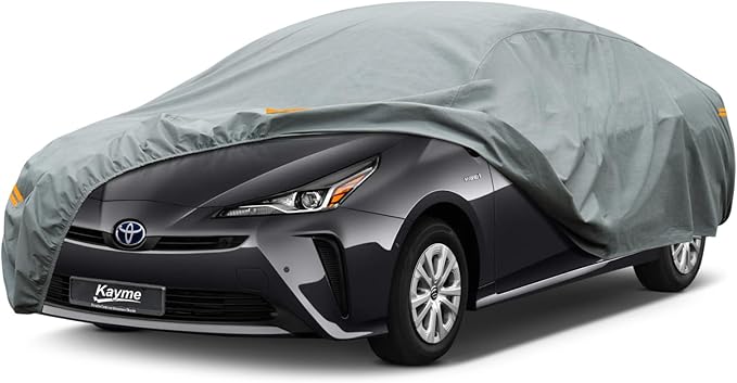 Kayme Heavy Duty Car Cover Custom Fit Toyota Prius Waterproof All Weather for Automobiles, Full Exterior Covers Sun Rain UV Protection.（Deliver About 3-10 Days）