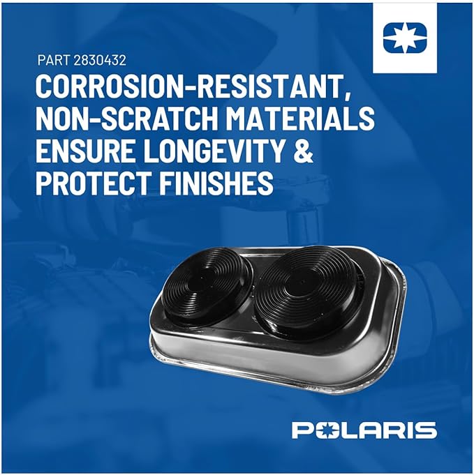 Polaris Rectangular Magnetic Parts Tray - Stainless Steel Tray for Automotive Parts and Tools - Non-Scratch, Corrosion Resistant Magnetic Tray - 2830432