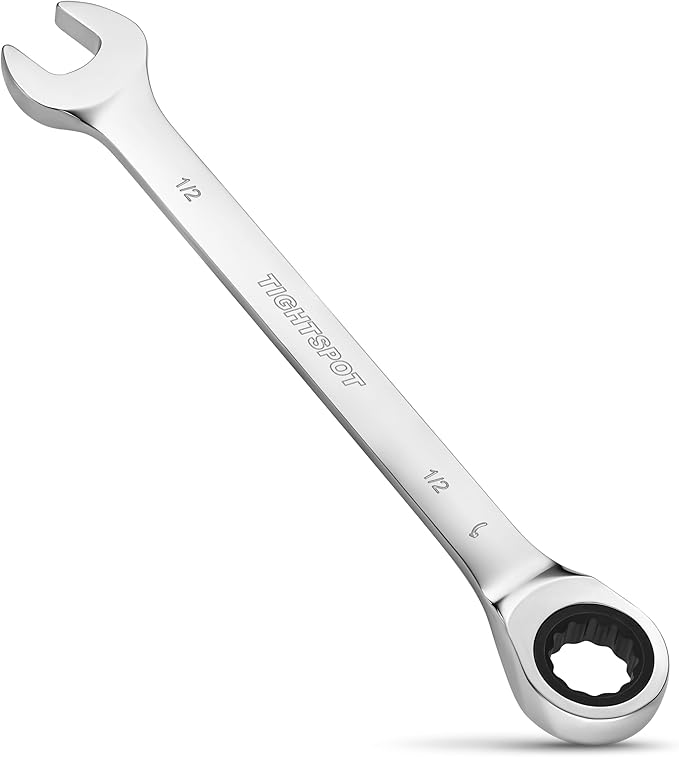 TIGHTSPOT 1/2 Inch Ratchet Combination Wrench with Precision Movement and Hardened, Polished Steel for Projects with SAE Tight Spaces
