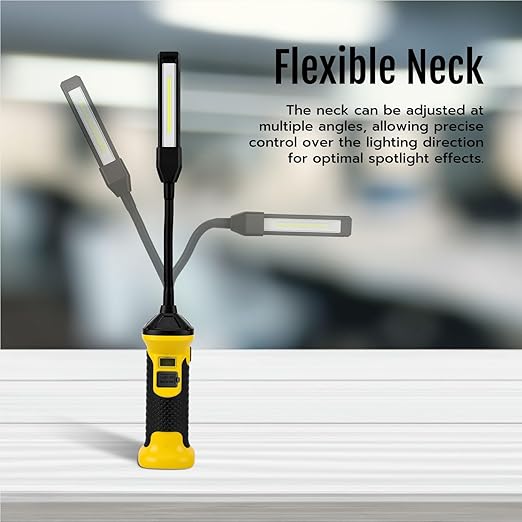 Mcbazel Magnetic Adjustable Work Light - 3000mAh Rechargeable LED Inspection Light with Flexible Gooseneck, Stepless Dimming, and Strong Magnet Base - Mechanics Flashlight for Car Repair & Emergency