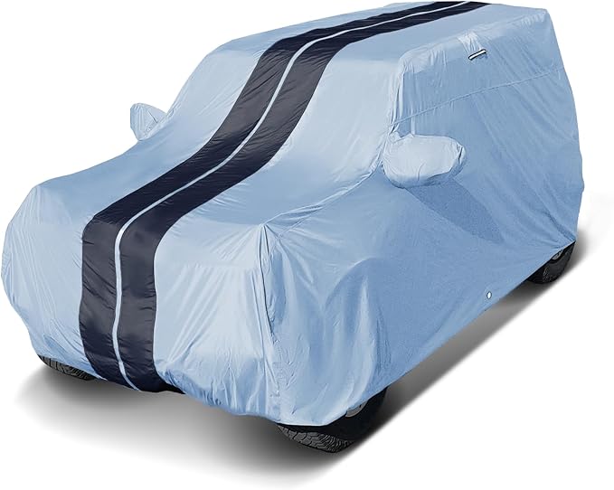 iCarCover Premium SUV Cover for 2006-2015 Mercedes-Benz M-Class ML Heavy Duty Waterproof All Weather Automobiles Custom Full Exterior Indoor Outdoor Snow Rain Protection Covers (Stripe - Gray/Black)