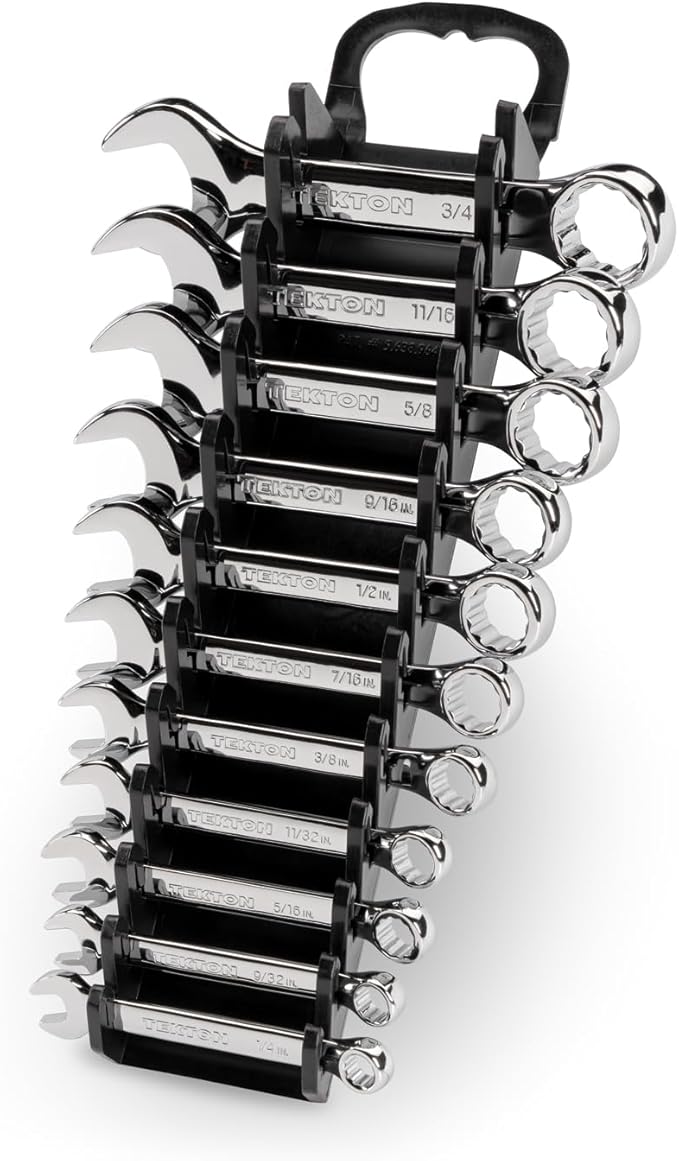 TEKTON Stubby Combination Wrench Set with Holder, 11-Piece (1/4-3/4 in.) | WCB92401
