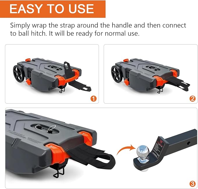 Universal Tow Strap for RV Portable Waste Tanks, Towing Bracket for Portable Waste Transport, 15-3/4"Tote Tank Tow Adapter