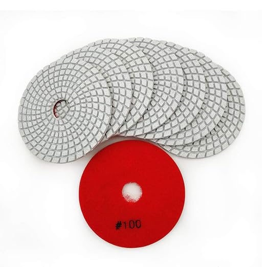 SHDIATOOL 8Pcs 4 Inch Diamond Wet Polishing Pads with White Bond Grit 100 for Marble Granite Stone