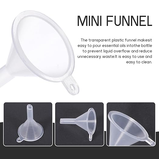 16 Pcs Small Funnel Set for Filling Tiny Bottles Essential Oils Powder Spices Glitter, Plastic Narrow Neck Mini Funnels, Food-Grade Tiny Funnels for Lab Bottles Sand Art Perfume Spice Powder