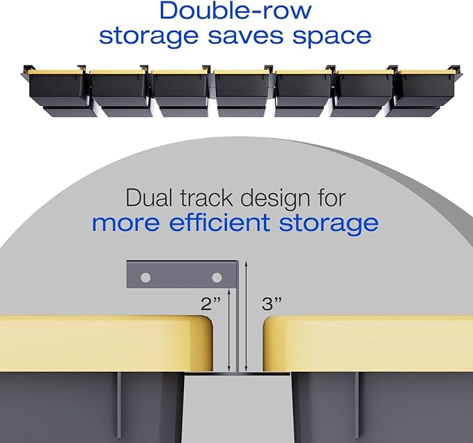 Updated 3 Set Overhead Garage Storage Rack Heavy Duty 13 Gauge, Ceiling Bin Storage Rack for Tote Container, Garage Storage Organization System Black