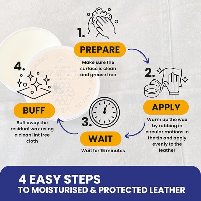 Premium Beeswax Leather Conditioner & Balm – Hand-Poured Natural Restorer for Boots, Bags, Jackets, Furniture, Car Seats & More – Cleans, Conditions & Protects – 7.0 Fl Oz