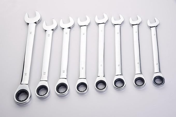 FLZOSPER 18pc. Ratcheting Wrench Set，6-22mm&24mm Metric CR-V Quick Access Spanner with Portable Tool bag