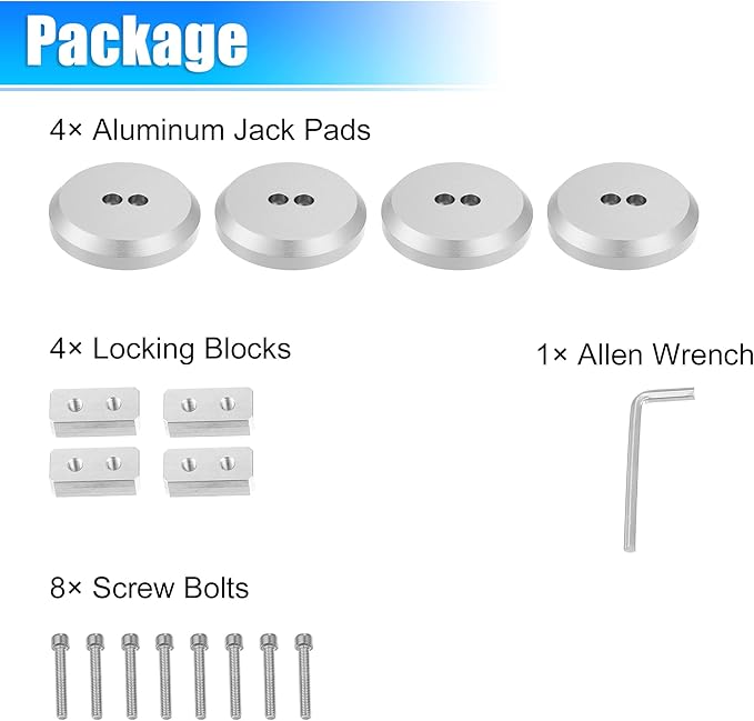 X AUTOHAUX 4 Pcs Aluminum Jack Pads Jack Pucks for Chevrolet Corvette C5 C6 C7 C8 Z06 ZR1 1997-2021 Jacking Lift Pad Jack Lift Point Pad Adapter Silver Tone