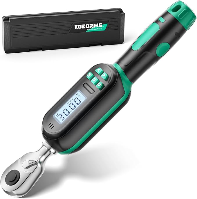 1/4 Inch Drive Digital TorqueWrench, 1.11-22.13Ft.lb/1.5-30N.m, Small Electronic Torque Wrench with Preset Value, Buzzer & LED Indicator, ±2% Accuracy Torque Wrench for Bike, Bicycle
