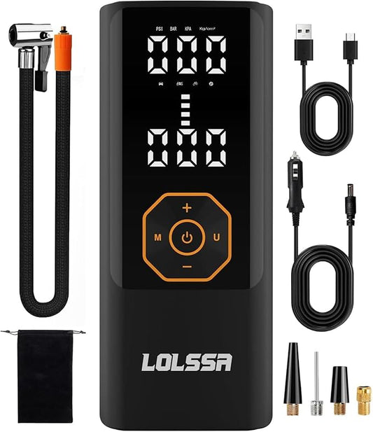 Tire Inflator Portable Air Compressor Air Pump for Car Tires Cordless Electric 180PS for Car, Motorcycle, Bike, Ball, with Tire Gauge Pressure-Black