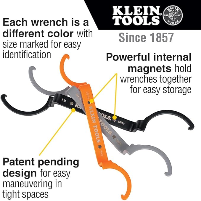 Klein Tools 70553 31-Piece Pro Folding Hex Key Set 50900R 3-Piece Conduit Lockout Wrench Set, Tighten and Loosen Locknuts