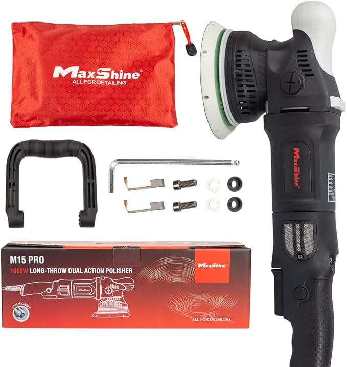 Maxshine 5" Dual Action & 5" Rotary Polisher Set – 15mm Long Throw, 1000W Power, 5″ Backing Plate, Variable Speed – Professional Auto Detailing Tool for Paint Restoration