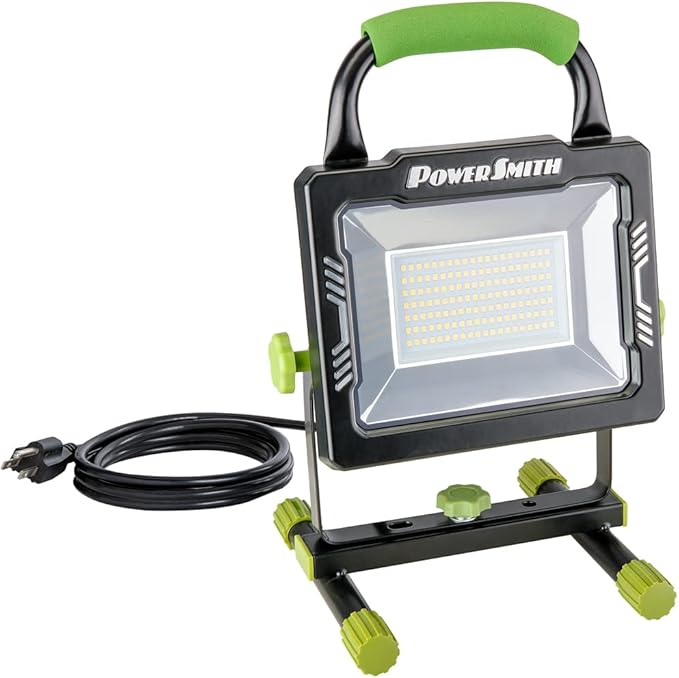 POWERSMITH 10,000 Portable LED Work Light with Metal Housing and Stand, Impact Resistant Lens, and 5 Year Warranty (PWLS100H)
