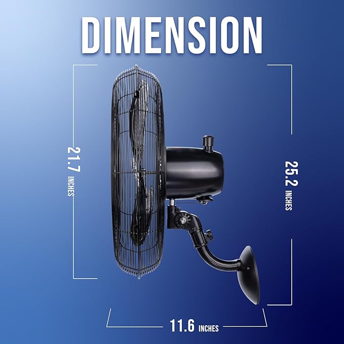 Tornado 20 Inch Pro Series High Velocity Oscillating Waterproof Outdoor Wall Mount Fan For Industrial, Commercial, Residential Use 3 Speed 5250 CFM UL Safety Listed