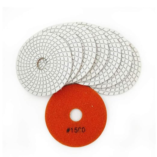 SHDIATOOL 8Pcs 4 Inch Diamond Wet Polishing Pads with White Bond Grit 1500 for Marble Granite Stone