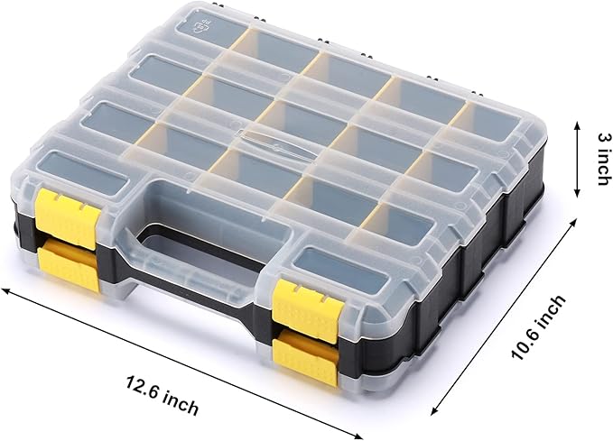Mayouko Double Side Tools Organizer, Customizable Removable Plastic Dividers, Hardware Box Storage, Excellent for Screws,Nuts,Small Parts, 34-Compartment,2 PCS Set