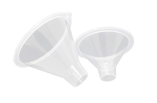 BleedZone Small and Medium Plastic Funnels for Filling Bottles, Small Funnel for Powder, Glitter & Spices, Plastic Funnels for Liquids, Perfume, Essential Oil, Kitchen Funnel Set Clear Durable 2 Pack